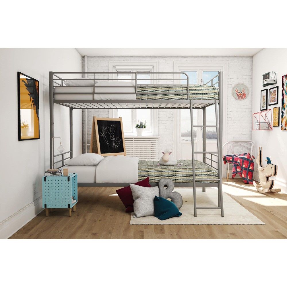 Mainstays twin over twin convertible bunk bed, Silver