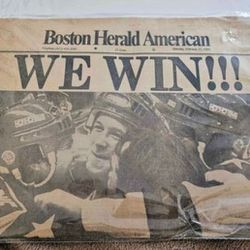 "WE WIN!!!" Boston Herald Newspaper: February 23, 1980 US Men's Hockey Beats USSR