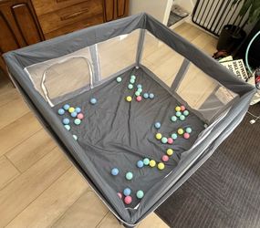 Foldable Baby Playpen with Mat, 50"×50"