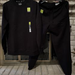 NEW Men’s Tek Gear Ultra Soft Fleece Sweatshirt & Sweatpant (Small)(Black)