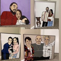 Glass Paintings Family, Friends, Pets, Anime & Cartoon Portraits Available LOCATED IN COVINA