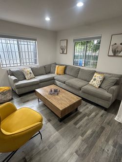 Living Spaces Gray Sectional Sofa – Modern, Comfortable, Excellent Condition – $500