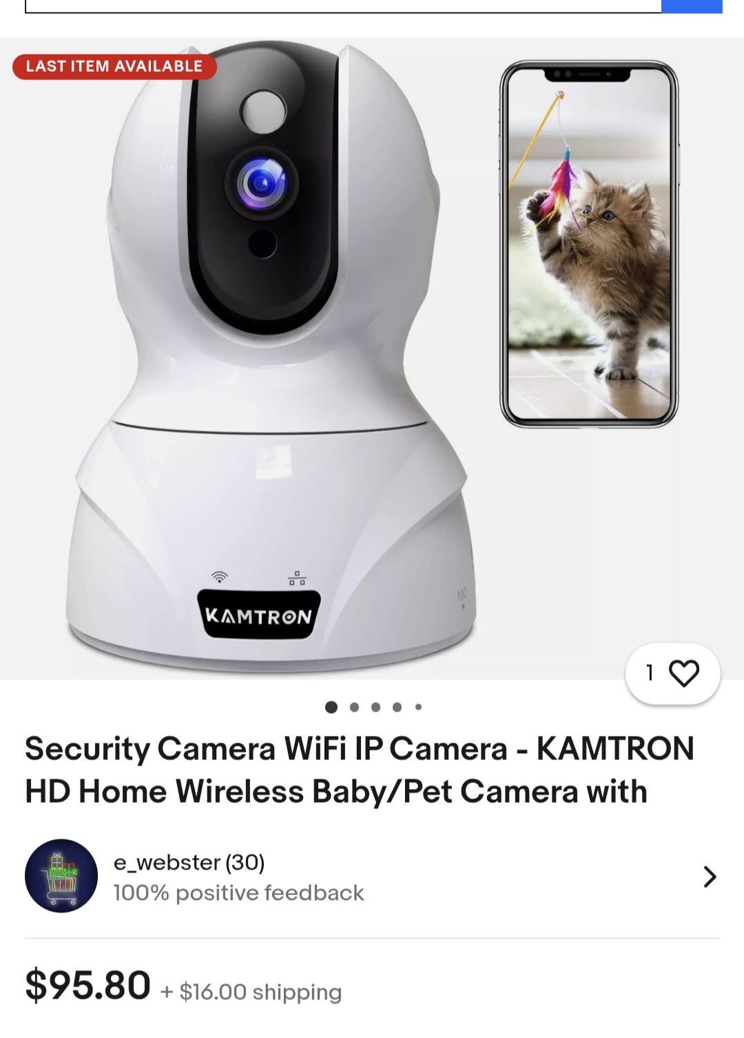 Indoor Wireless Security Camera Baby/pets