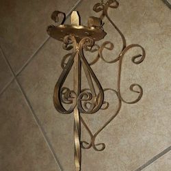 X2 VINTAGE ORNATE GOLD ANTIQUED METAL MEDIEVAL RENAISSANCE VICTORIAN SCONCE CANDLE HOLDER ACCENT WALL DECOR SET