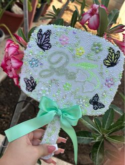 Custom rhinestone handheld  mirror