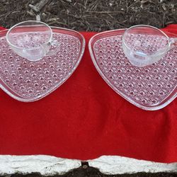 Set of 7 Glass Dishes & 7 Cups 