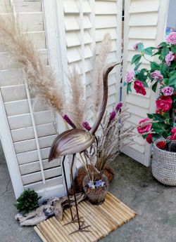 All For $25! Heron, FLORAL IN VASE, BAMBOO STAND DRIFTWOOD 