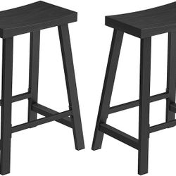 Bar Stools, Set of 2 Bar Chairs, Kitchen Breakfast Bar Stools with Footrest, 23.6 Inches High, Industrial in Living Room, Party Room, Black