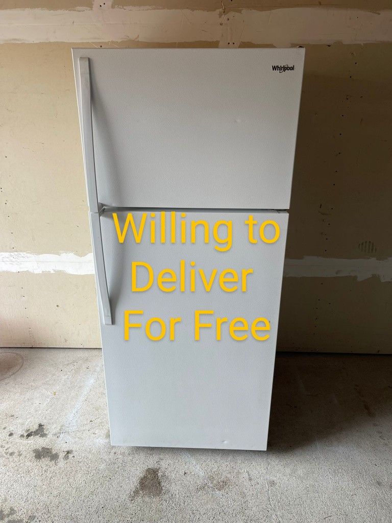 Free Delivery (Whirlpool Top Freezer Apartment Size Refrigerator 18 Cuft (Dimensions:28" W 28" D 66" H