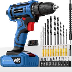 20V Cordless Drill, VIWKO Electric Power Drill Set with Battery 2.0Ah, 25+1 Position, 2 Variable Speed, 3/8 Inch Keyless Chuck, 42Pcs Accessories Led 