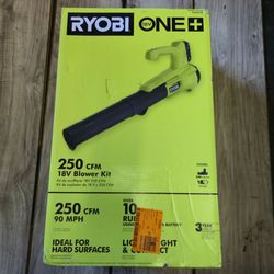 RYOBI ONE+ 18V 90 MPH 250 CFM Battery Leaf Blower/Sweeper with 2.0 Ah Battery and Charger