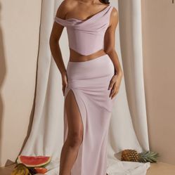 Oh Polly Blush Corset Top And Maxi Skirt 
