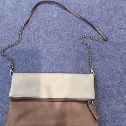 Loft 2 Tone Color Zippered Bag With Removable Strap