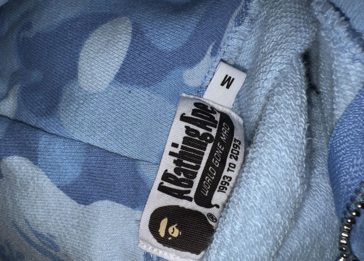 Bape hoodie flame design light blue