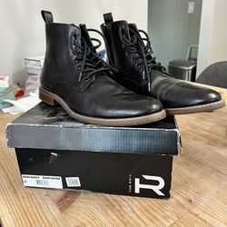 Rail Black Leather Boots