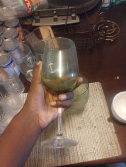 Smoke Green Tinted Wine Glass