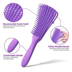 Hair Brush for Afro America/African Hair Textured 3a to 4c Kinky Wavy/Curly/Coily/Wet/Dry/Oil/Thick/Long Hair, Detangling Brush for Women (Purp