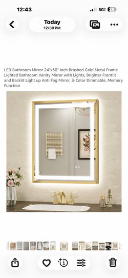 2. Gold lighted LED mirror 24 x 30