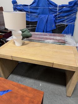 Light Oak Wood Desk with Drawers