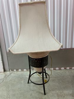 Table Lamp with Metal Stand and Fabric Shade