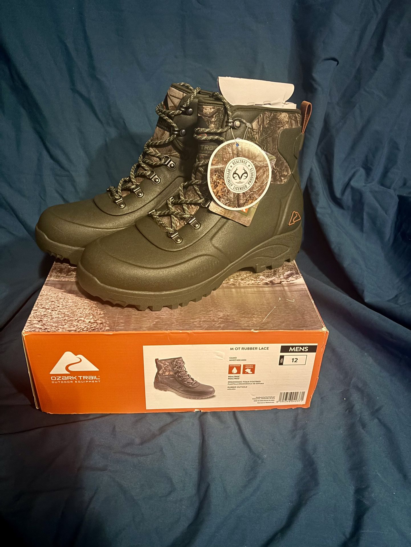NEW OZARK TRAIL MEN'S RUBBER LACE BOOTS Size 12