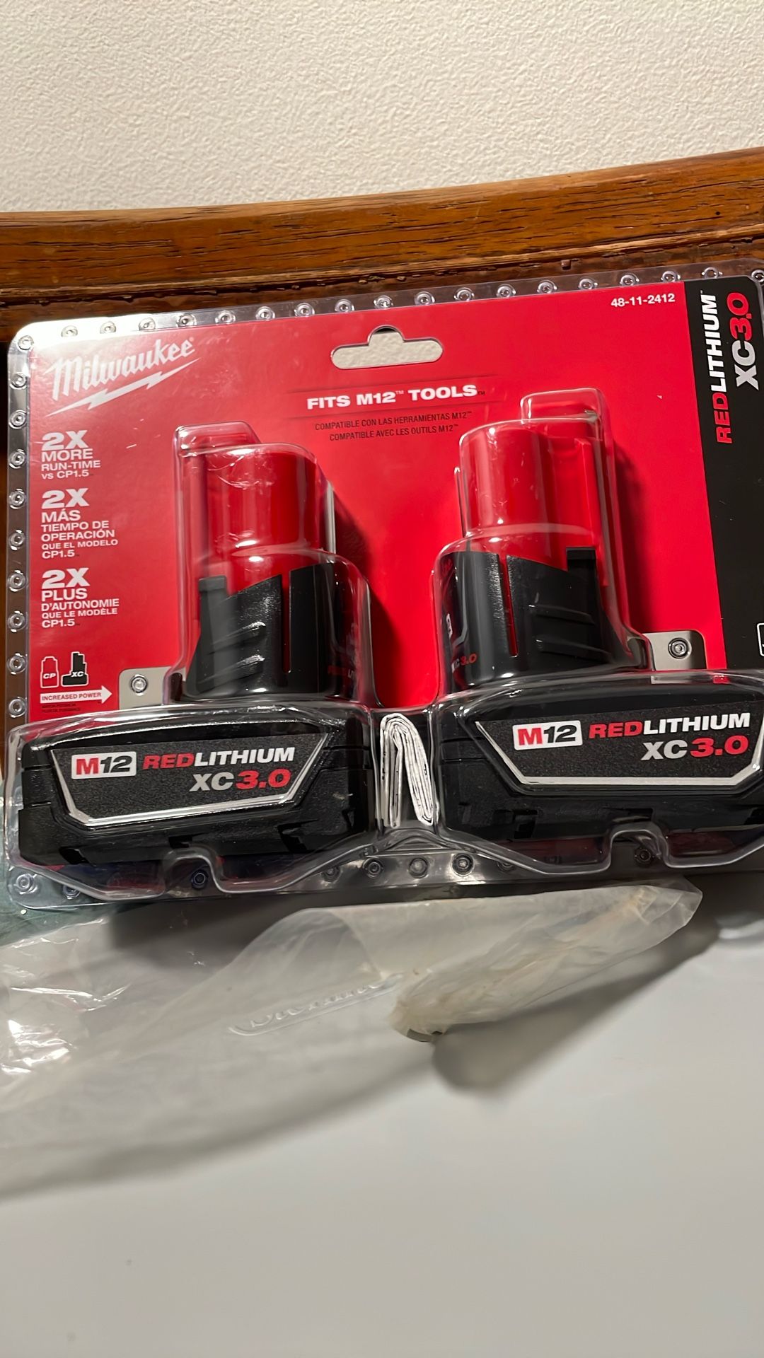 2 Milwaukee M12 3ah batteries 75.00