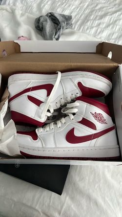Air Jordan 1 Mid White Red Sneakers