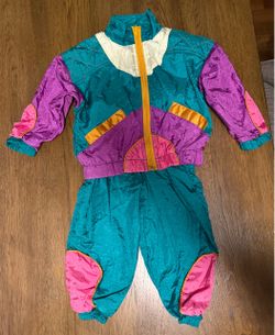 Vintage 90s Kid Fusion Neon Kidcore Colorblock Tracksuit / Windbreaker Toddler 2pc Set