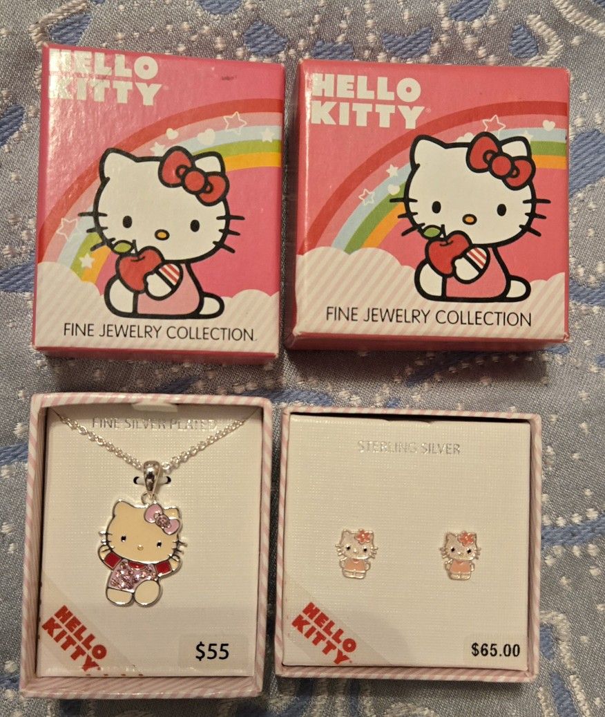 Hello Kitty Necklace And Earrings