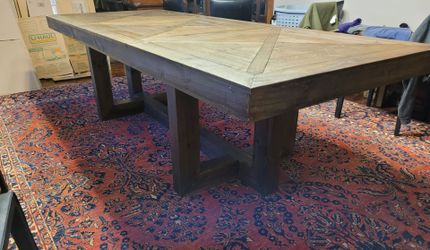 Dania Large Wood Dining Table with Benches
