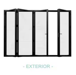 140 in. x 96 in. Left Swing/Outswing Double Tempered Glass Black Aluminum Folding Patio Door (3-folding plus 1-swing