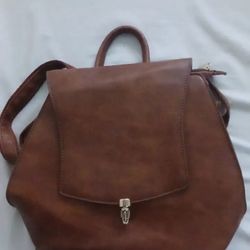 Chic Brown Faux Leather Mini Backpack Purse with Gold Hardware
