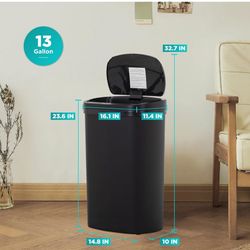 Motion Sensor Trash Can - Black 