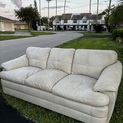 white leather couch 