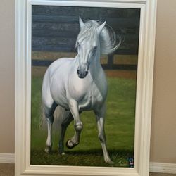 Horse painting in a White frame