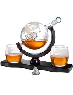 Whiskey Decanter Globe Set with Ball & Glasses