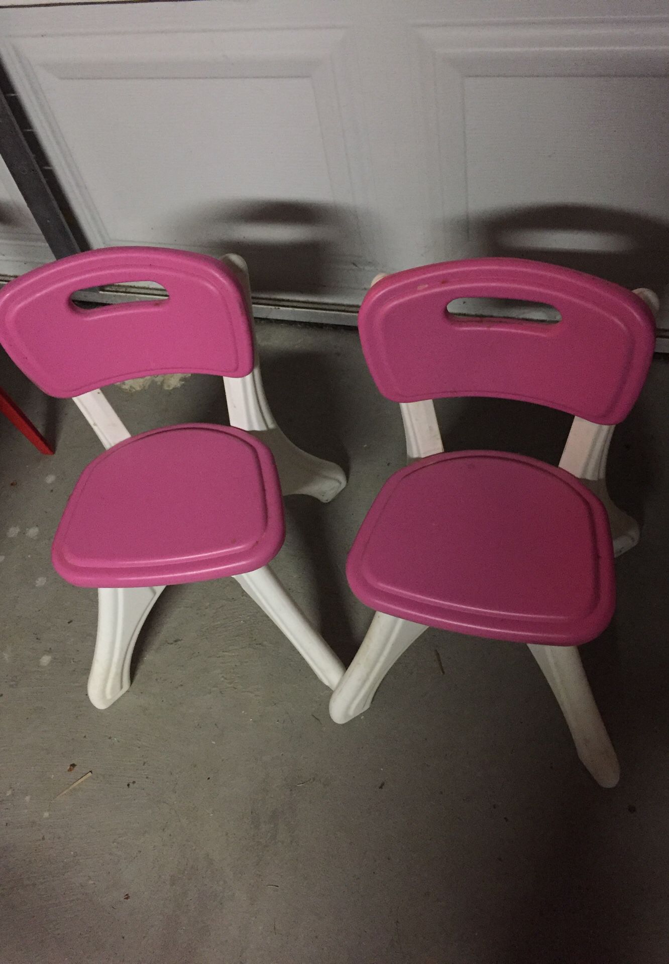 Two pink plastic baby, kids chair 2-3 years old up to 75 lbs