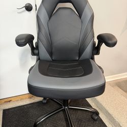 Brand New Black/Grey Tall Back Height Adjustable Reclining Gaming Chair w/Flip Up Armrests 