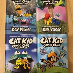 Set of 4 Cat Kid Comic Club Book Set by Dav Pilkey