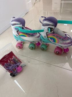 Kids Adjustable Rainbow Roller Skates