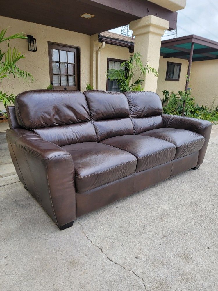 Coffee Brown Leather 3 Seater Sofa ⭐️Free Delivery 🚚⭐️