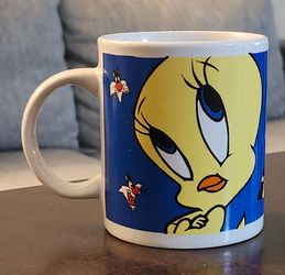 Vintage Looney Tunes Tweety Bird Mug Coffee Avon Gibson 2000 Warner Bros Sylvester Cat