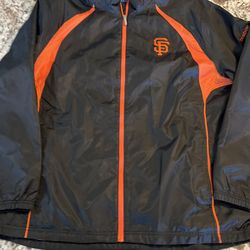 XXL San Francisco Giants Jacket Mens Black Orange Windbreaker Zipper Reebok 2XL