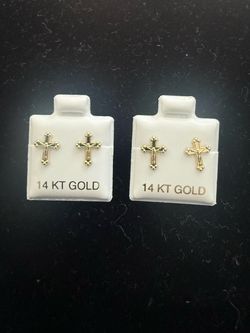 14 KT Gold Cross Earrings