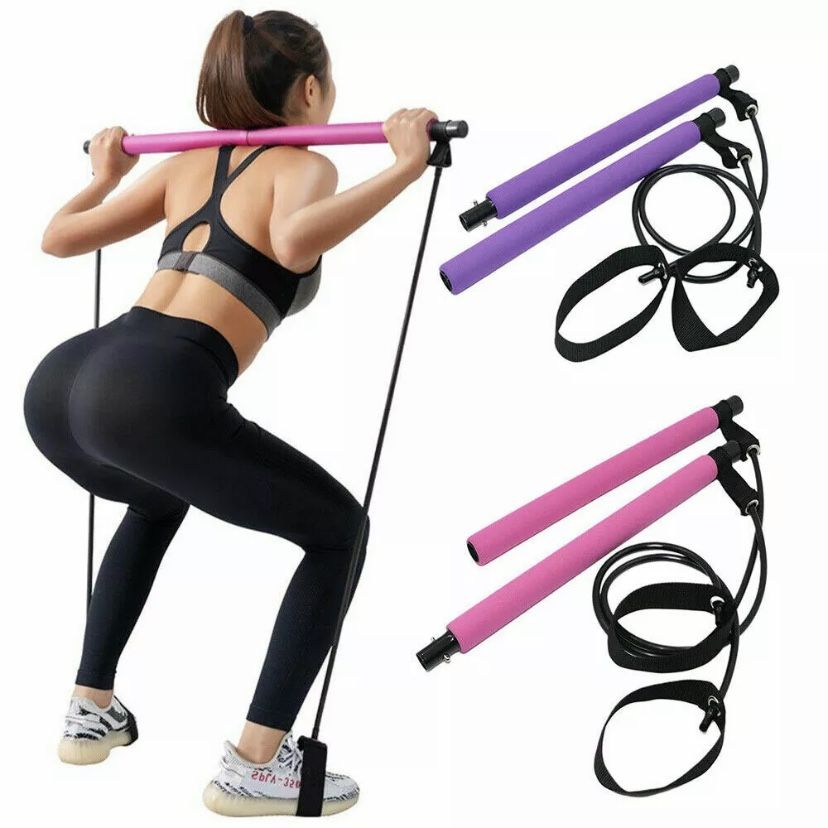 Portable Home Gym Pilates Bar System Full Body Workout Equipment Training Kit