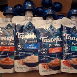 Blue Buffalo Tastefuls Purees, Variety, 17x3oz, Wet Cat Food, BB: 8/26-2027