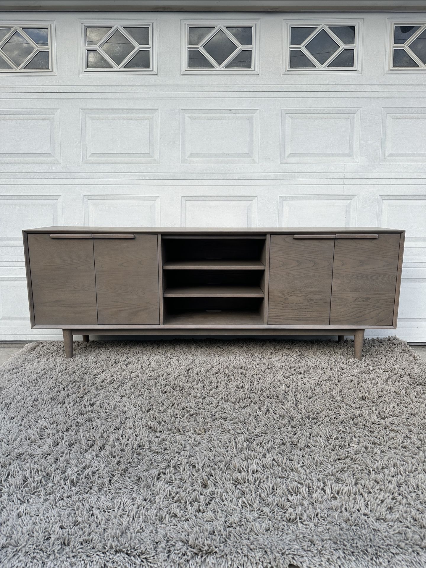 Crate & Barrel Tate Stone Storage Media Console 80”‼️DELIVERY INCLUDED‼️