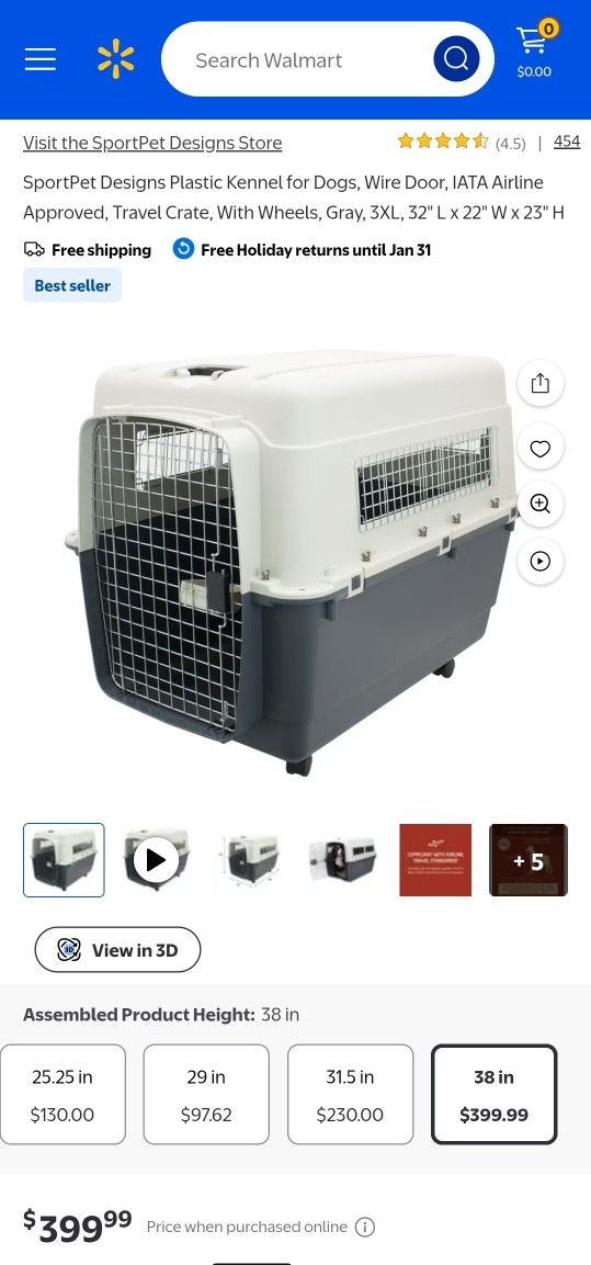 📦 SportPet XXXL Airline-Approved Dog Crate + Matching Bed – Brand New, Never Used (Sells $420+)