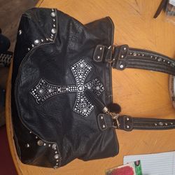 Black Cross Leather Bag