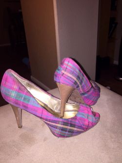 Candies pink plaid high heels